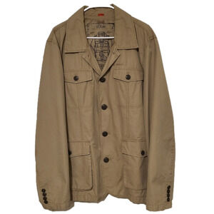 S. OLIVER Khaki Men's Military Field Jacket with Front Pockets and Button Sleeve